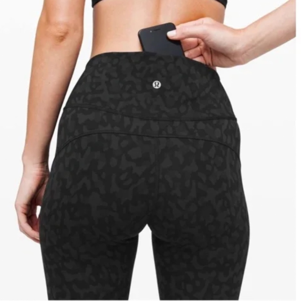 Lululemon Leggings 23" Side Pockets Formation Camo Deep Coal Multi Size 4